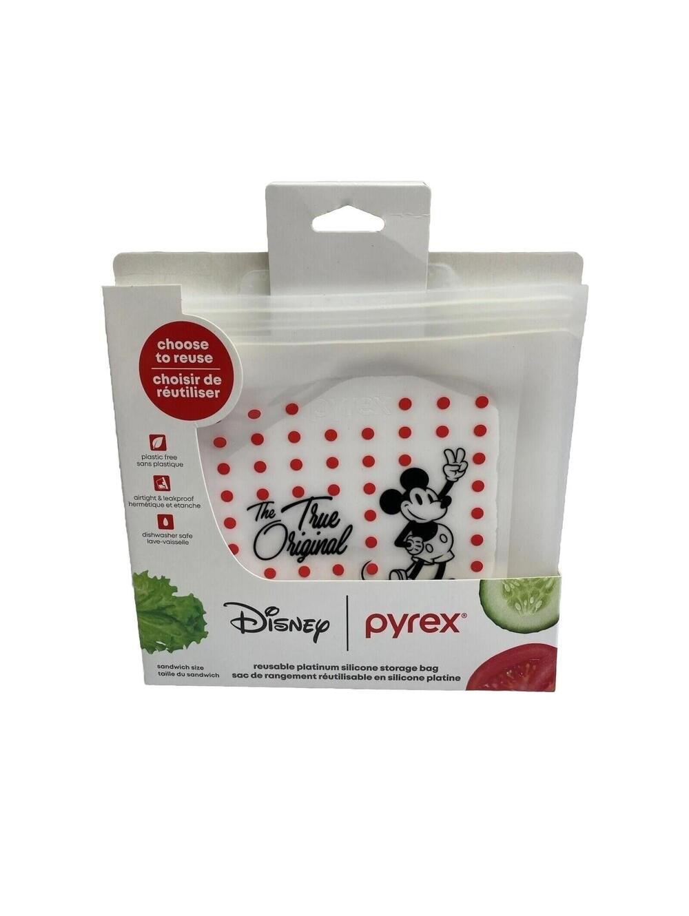 Disney Pyrex Mickey Mouse Storage Bag Reusable Platinum Silicone Sandwich NWT